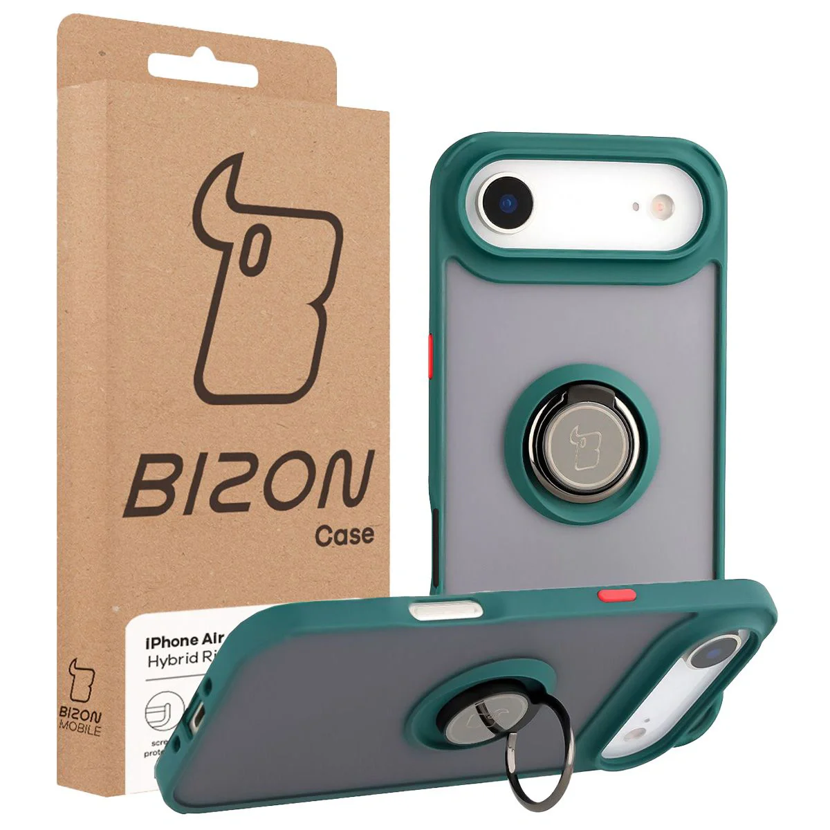 Handyhülle mit Fingergriff für iPhone Air, Bizon Case Hybrid Ring, getönt mit dunkelgrünem Rahmen - Image 7