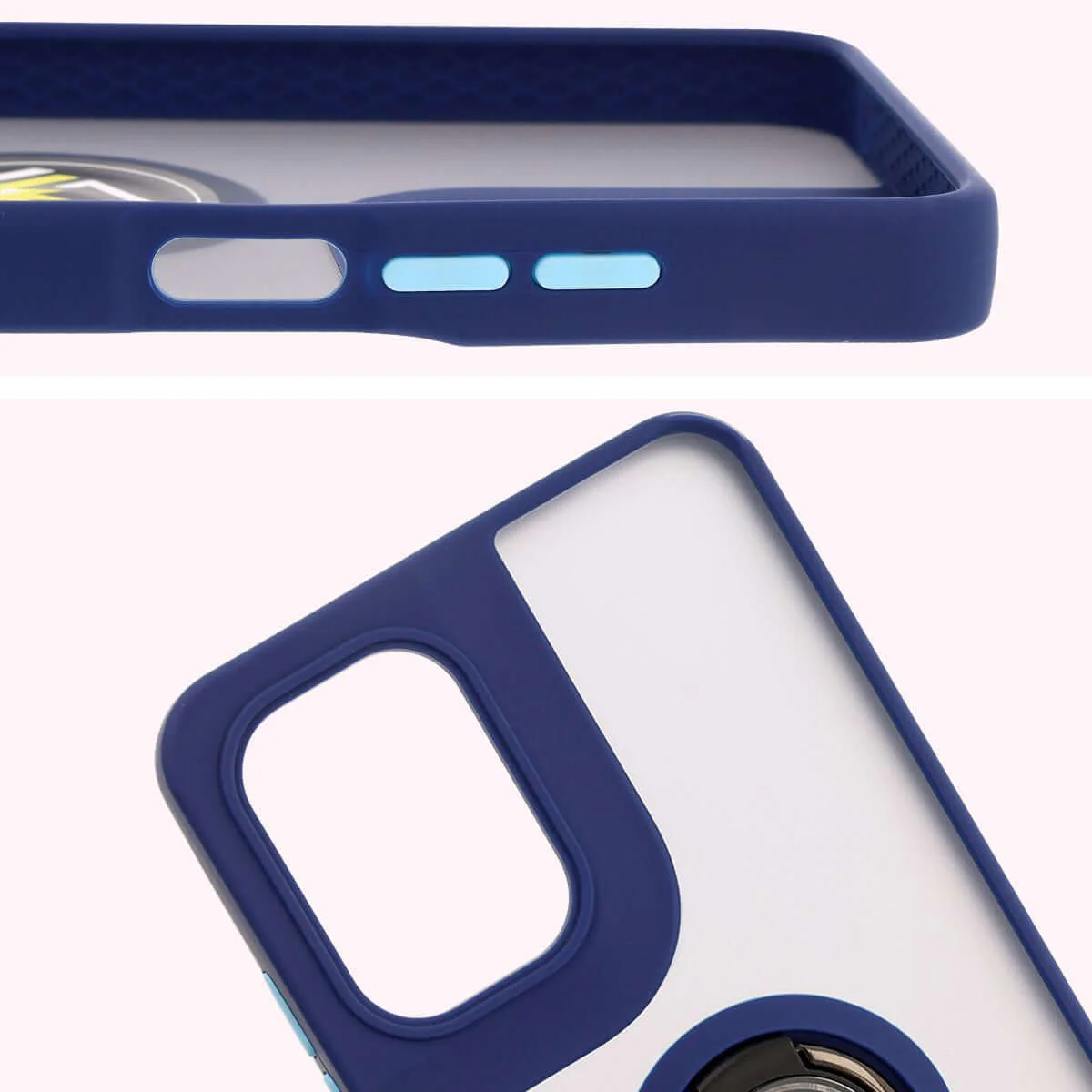 Handyhülle mit Fingergriff für Motorola Moto G05 / E15, Bizon Case Hybrid Ring, getönt mit dunkelblauem Rahmen - Image 3