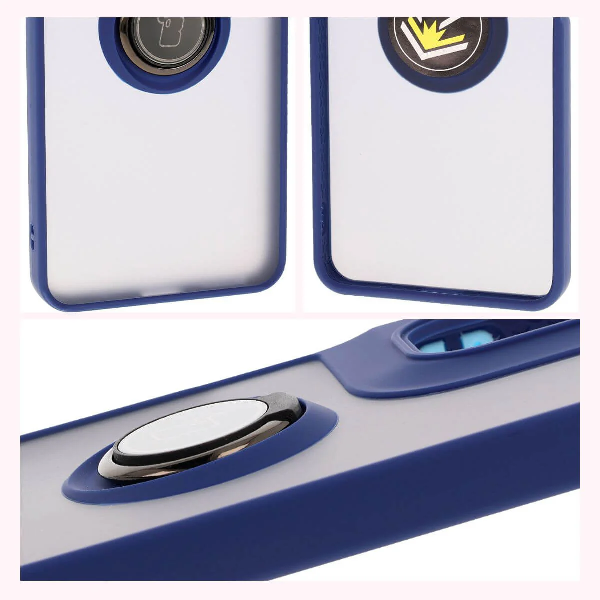 Handyhülle mit Fingergriff für Motorola Moto G05 / E15, Bizon Case Hybrid Ring, getönt mit dunkelblauem Rahmen - Image 4