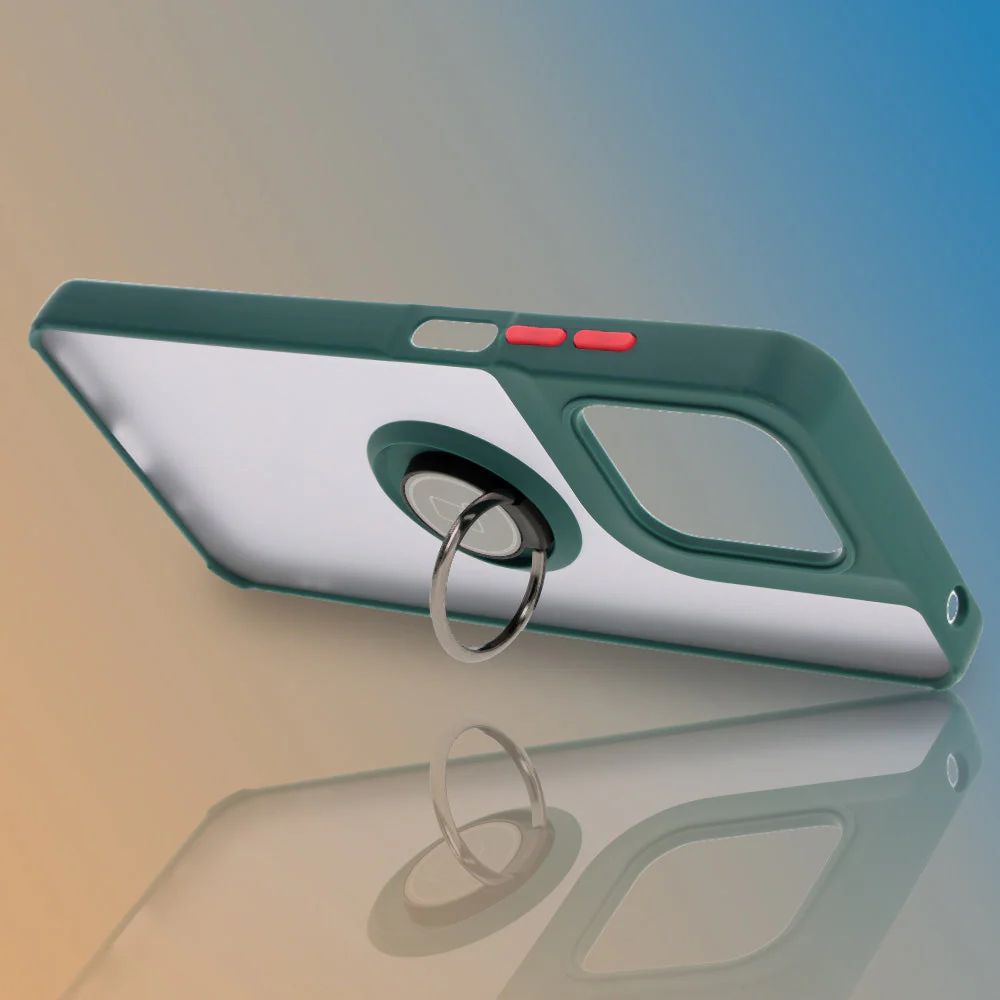 Handyhülle mit Fingergriff für Motorola Moto G15 / G15 Power, Bizon Case Hybrid Ring, getönt mit dunkelgrünem Rahmen - Image 6