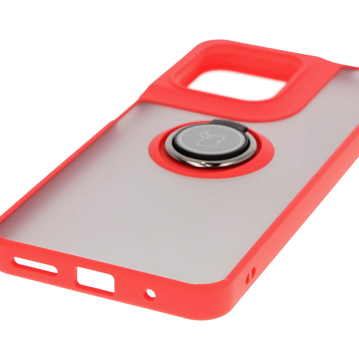Handyhülle mit Fingergriff für Motorola Moto G15 / G15 Power, Bizon Case Hybrid Ring, getönt mit rotem Rahmen - Image 5