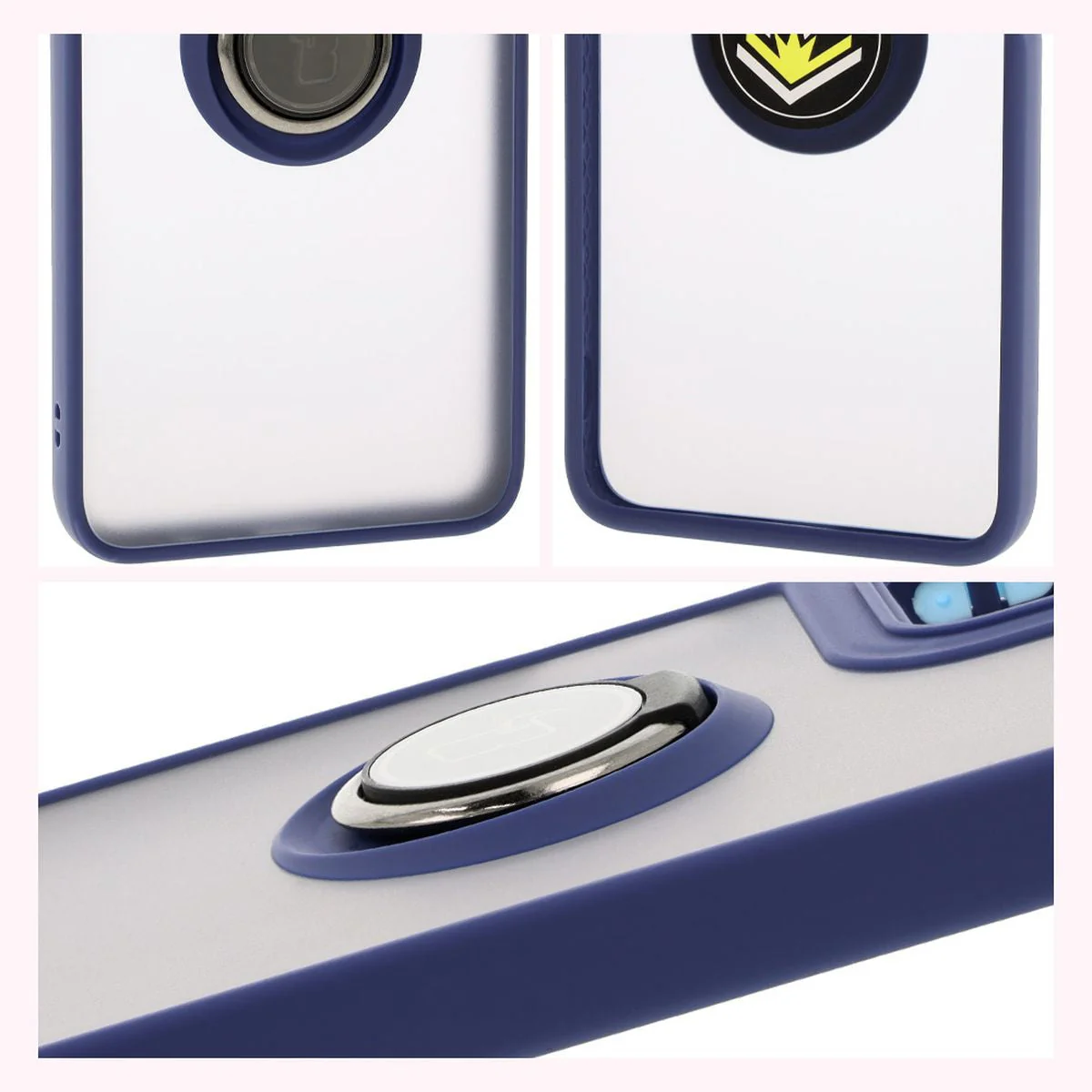 Handyhülle mit Fingergriff für Motorola Moto G35 5G, Bizon Case Hybrid Ring, getönt mit dunkelblauem Rahmen - Image 4