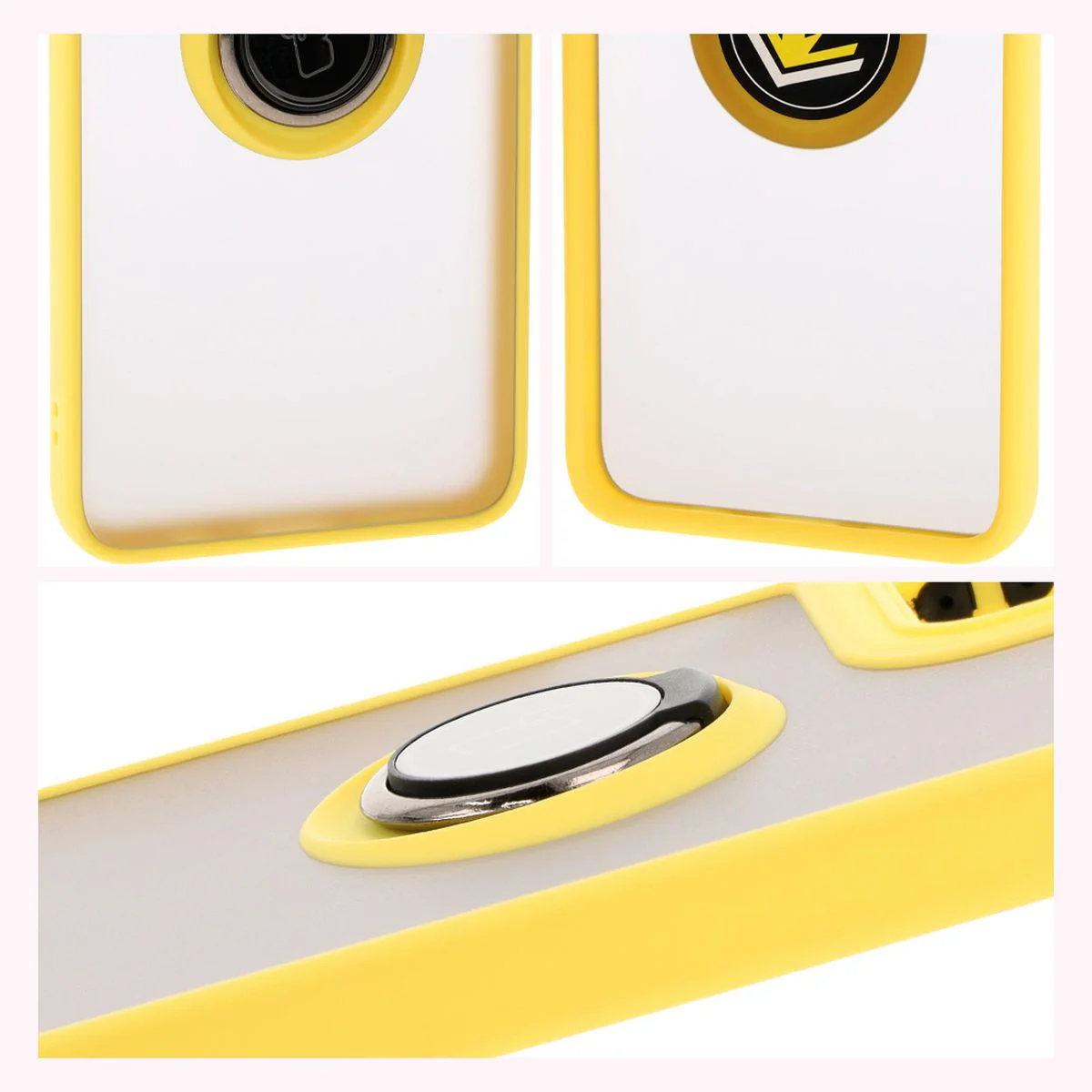 Handyhülle mit Fingergriff für Motorola Moto G35 5G, Bizon Case Hybrid Ring, getönt mit gelbem Rahmen - Image 4