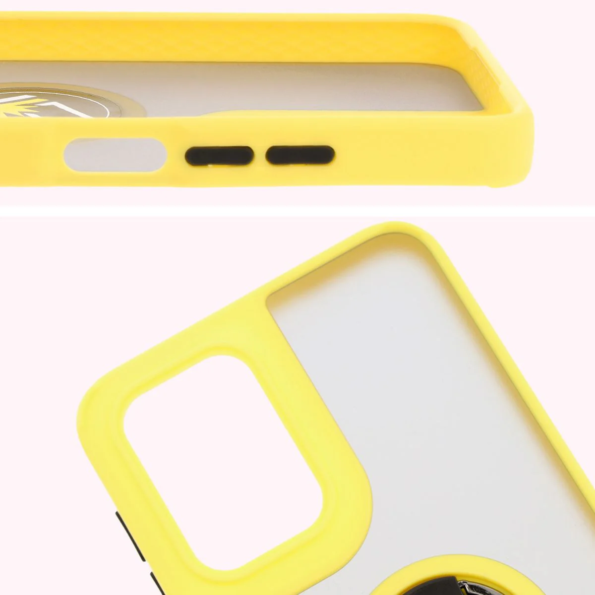 Handyhülle mit Fingergriff für Motorola Moto G55 5G, Bizon Case Hybrid Ring, getönt mit gelbem Rahmen - Image 3