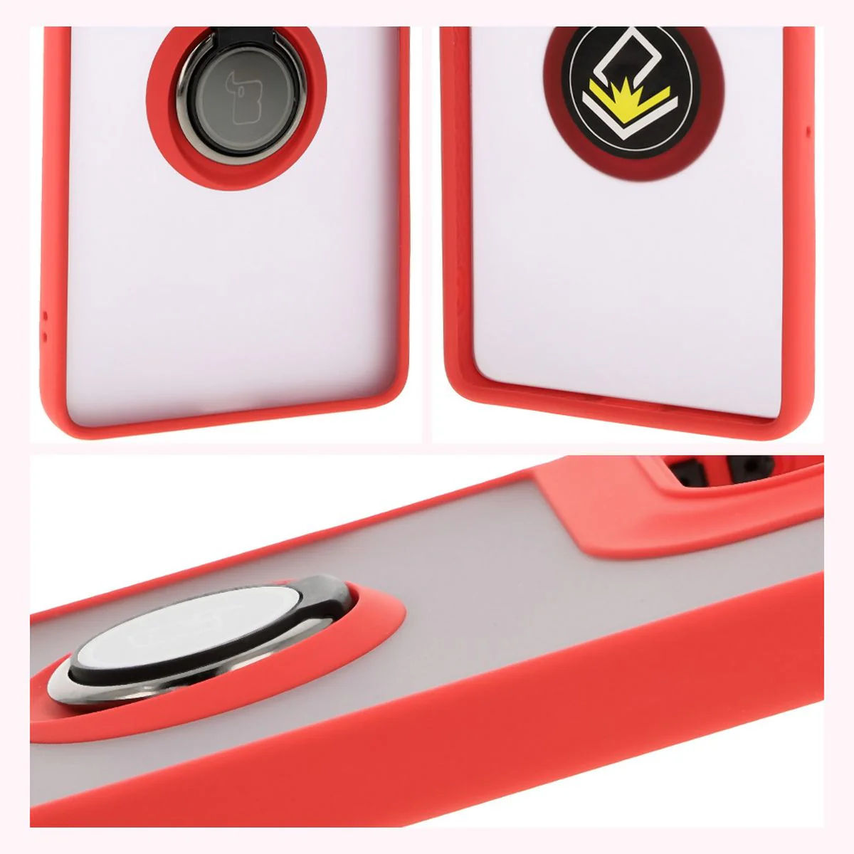 Handyhülle mit Fingergriff für Motorola Moto G75 5G, Bizon Case Hybrid Ring, getönt mit rotem Rahmen - Image 4