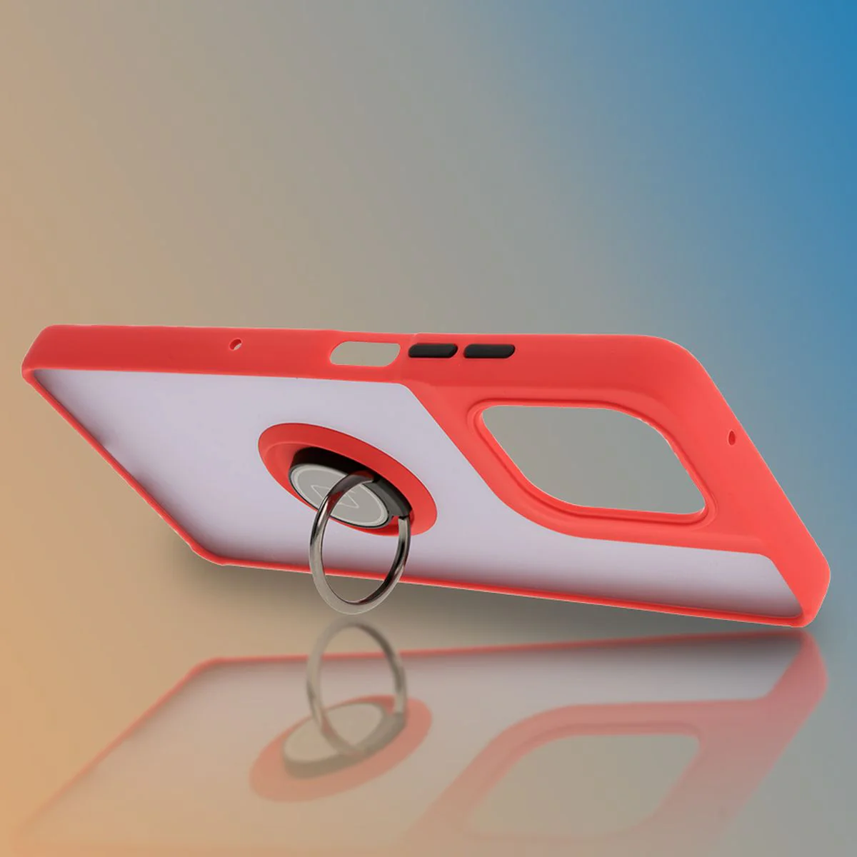 Handyhülle mit Fingergriff für Motorola Moto G75 5G, Bizon Case Hybrid Ring, getönt mit rotem Rahmen - Image 6