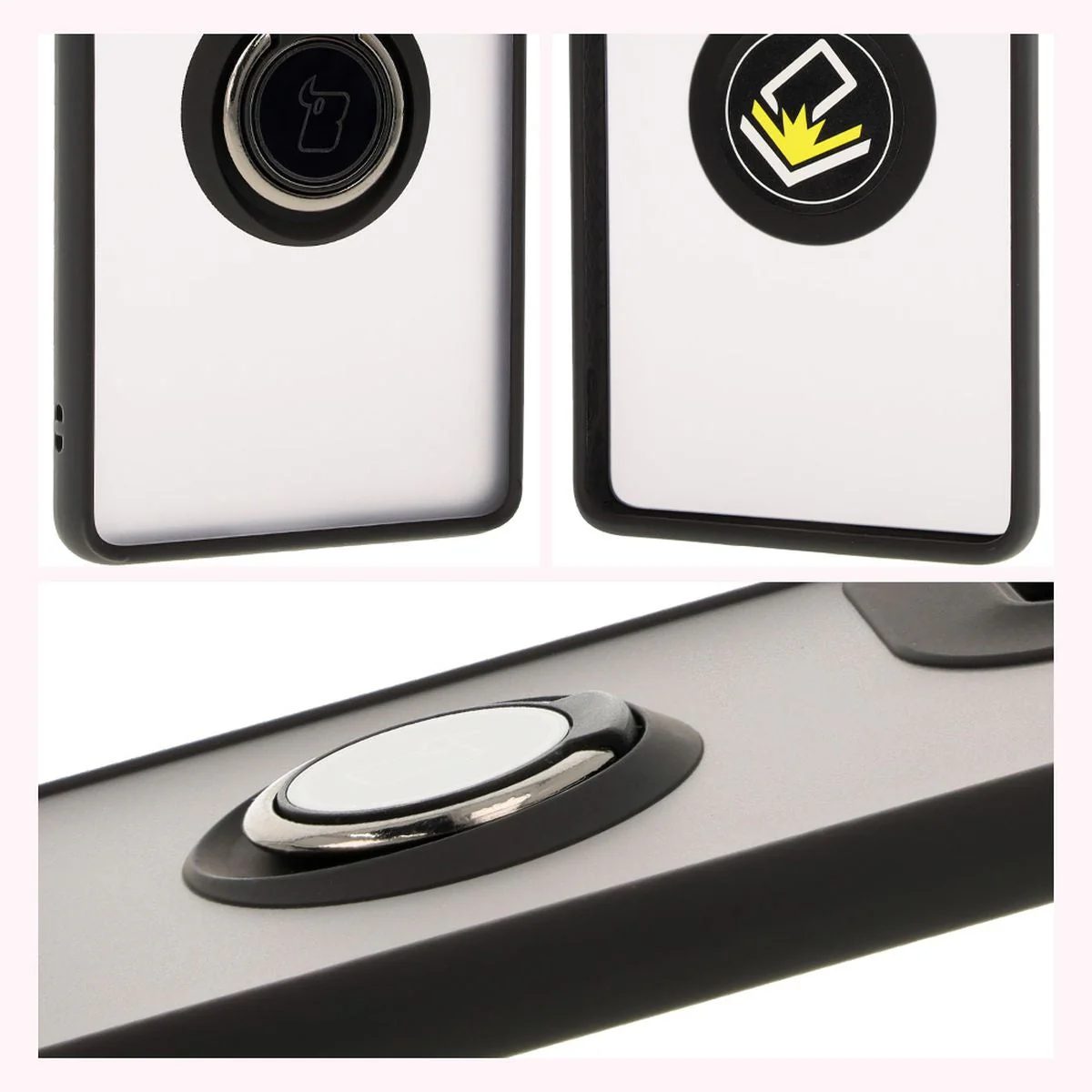 Handyhülle mit Fingergriff für Motorola Moto G85 5G, Bizon Case Hybrid Ring, getönt mit schwarzem Rahmen - Image 4