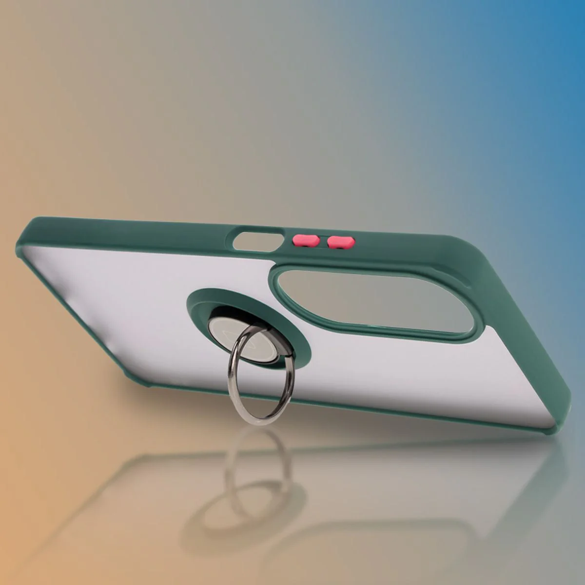 Handyhülle mit Fingergriff für Oppo A60 4G, Bizon Case Hybrid Ring, getönt mit dunkelgrünem Rahmen - Image 6