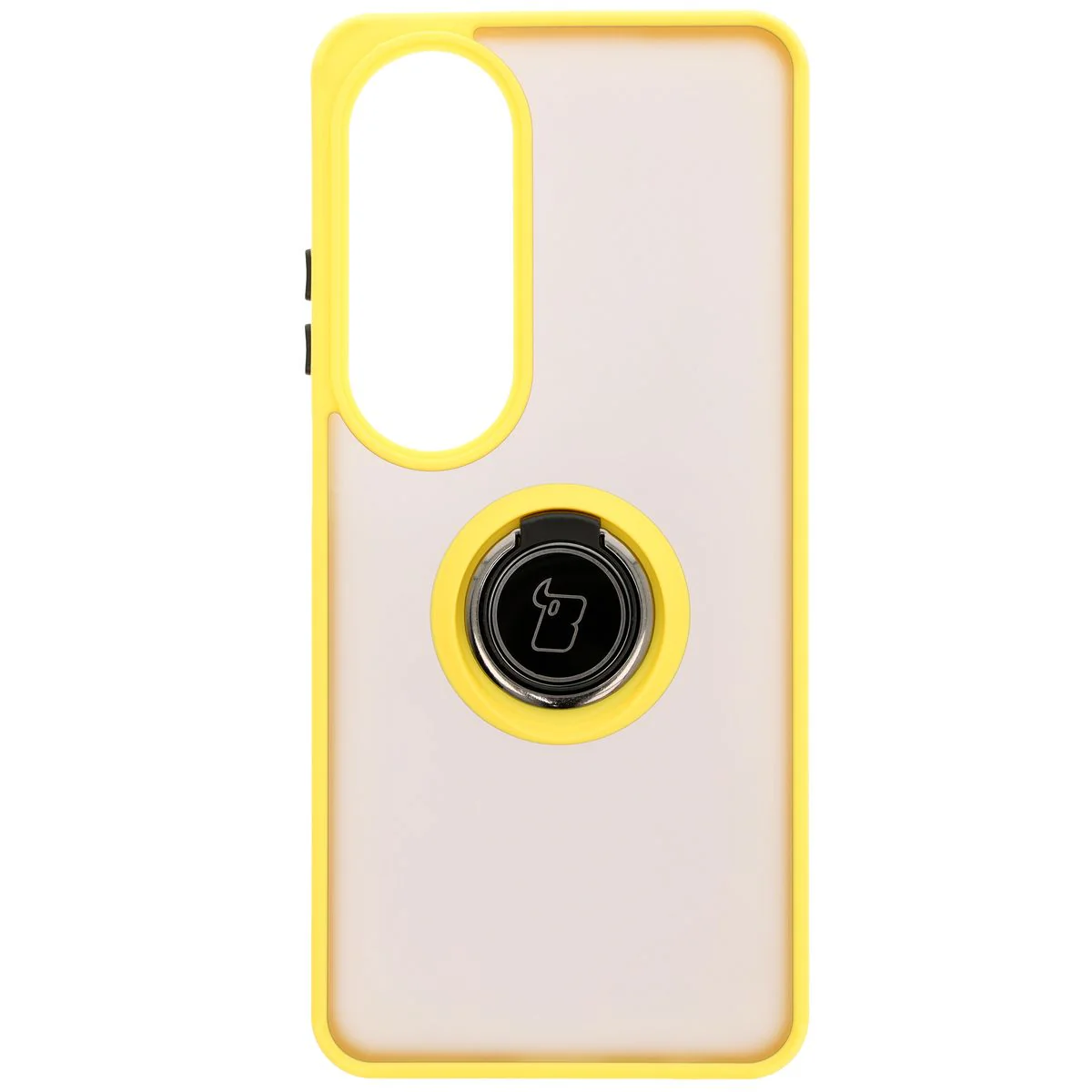Handyhülle mit Fingergriff für Oppo A60 4G, Bizon Case Hybrid Ring, getönt mit gelbem Rahmen - Image 2