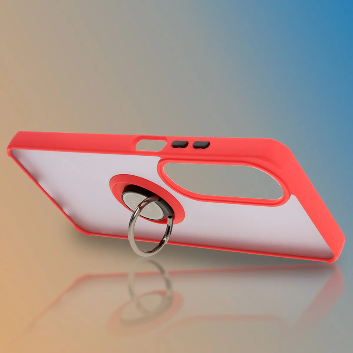 Handyhülle mit Fingergriff für Oppo A60 4G, Bizon Case Hybrid Ring, getönt mit rotem Rahmen - Image 6