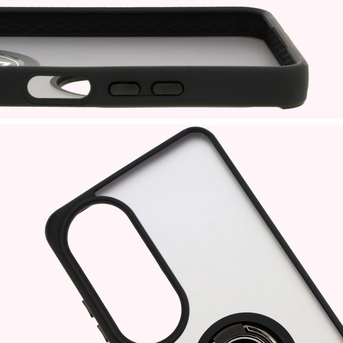 Handyhülle mit Fingergriff für Oppo A60 4G, Bizon Case Hybrid Ring, getönt mit schwarzem Rahmen - Image 3