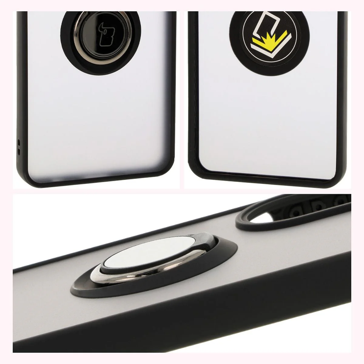 Handyhülle mit Fingergriff für Oppo A60 4G, Bizon Case Hybrid Ring, getönt mit schwarzem Rahmen - Image 4