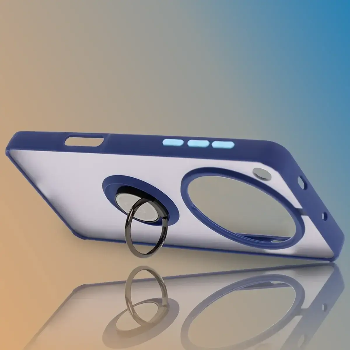 Handyhülle mit Fingergriff für Oppo Find X8 Pro, Bizon Case Hybrid Ring, getönt mit dunkelblauem Rahmen - Image 6