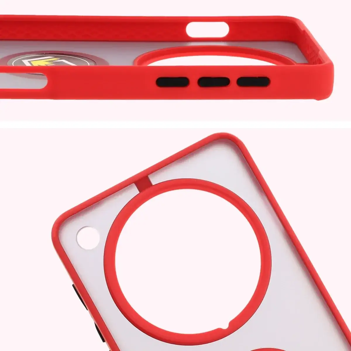 Handyhülle mit Fingergriff für Oppo Find X8 Pro, Bizon Case Hybrid Ring, getönt mit rotem Rahmen - Image 3