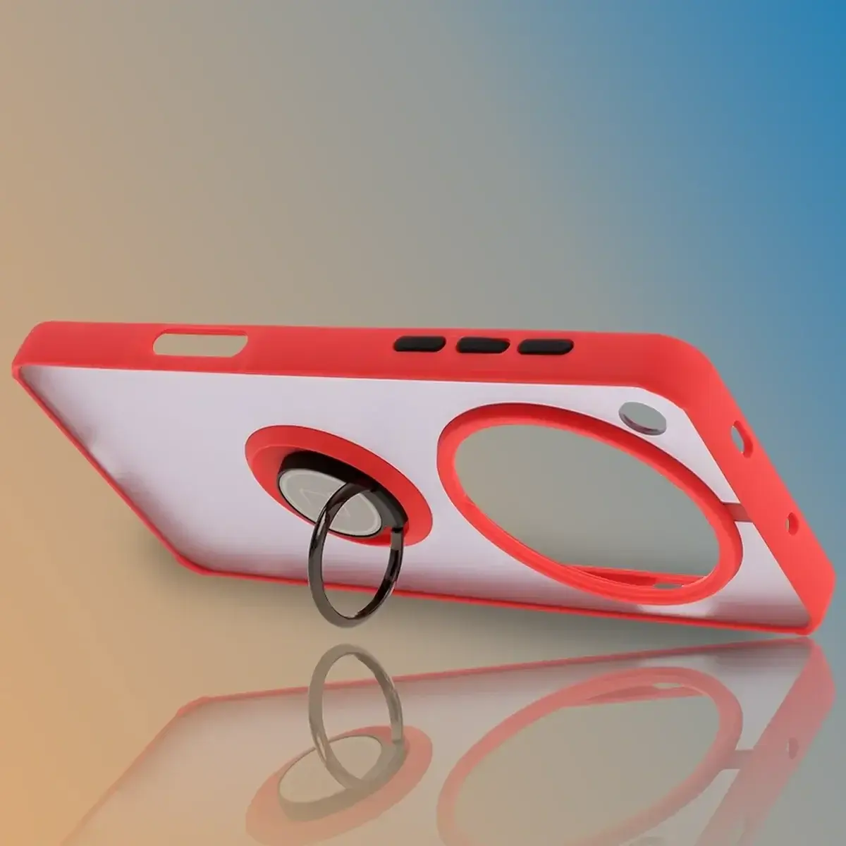 Handyhülle mit Fingergriff für Oppo Find X8 Pro, Bizon Case Hybrid Ring, getönt mit rotem Rahmen - Image 6