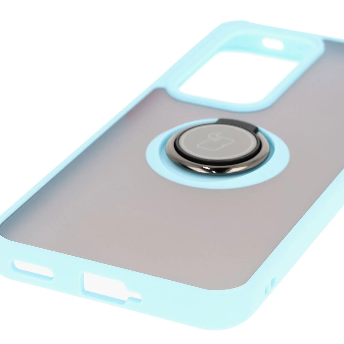 Handyhülle mit Fingergriff für Oppo Reno 12, Bizon Case Hybrid Ring, getönt mit hellblauem Rahmen - Image 5