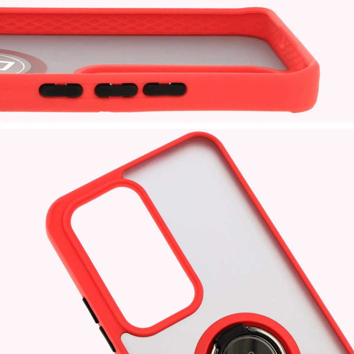 Handyhülle mit Fingergriff für Oppo Reno 12, Bizon Case Hybrid Ring, getönt mit rotem Rahmen - Image 3