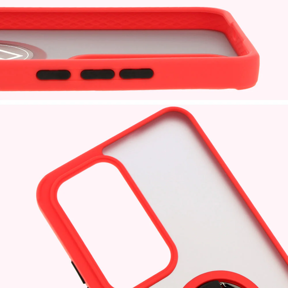 Handyhülle mit Fingergriff für Oppo Reno 12 Pro, Bizon Case Hybrid Ring, getönt mit rotem Rahmen - Image 3