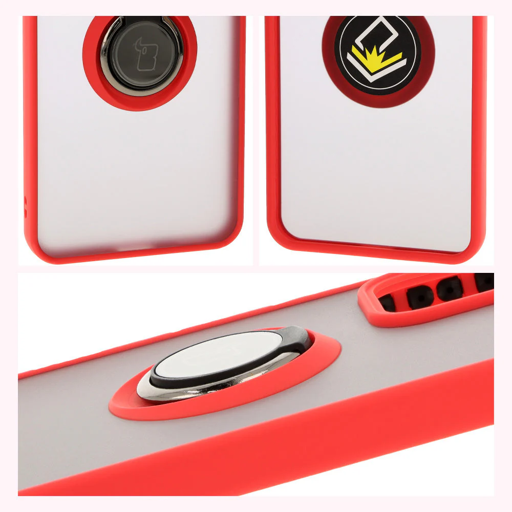 Handyhülle mit Fingergriff für Oppo Reno 12 Pro, Bizon Case Hybrid Ring, getönt mit rotem Rahmen - Image 4