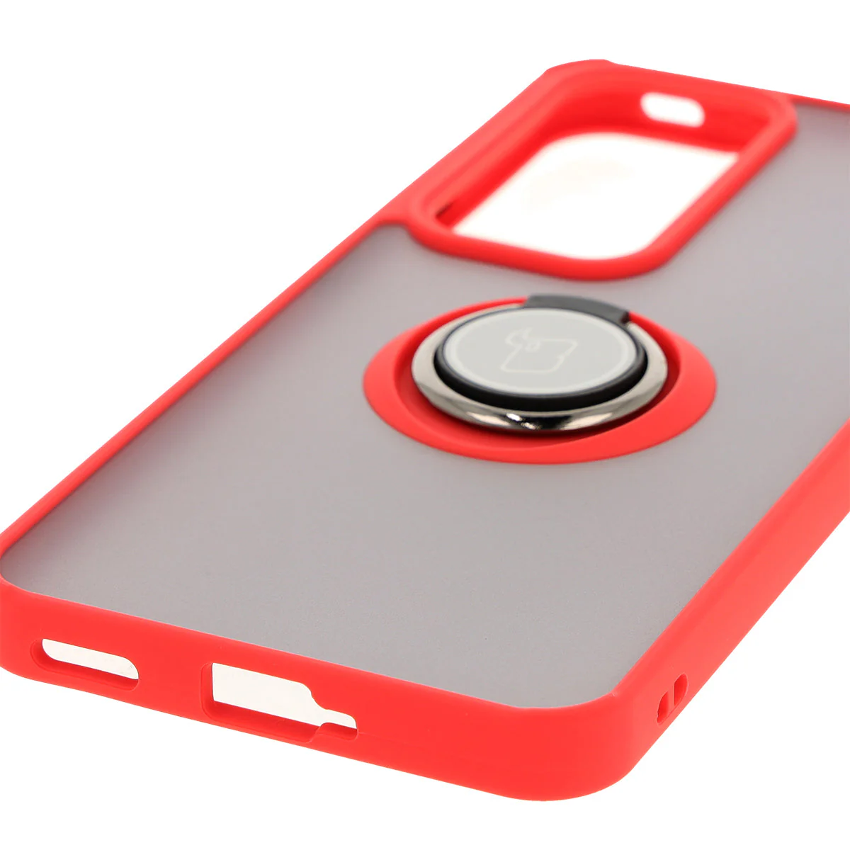 Handyhülle mit Fingergriff für Oppo Reno 12 Pro, Bizon Case Hybrid Ring, getönt mit rotem Rahmen - Image 5