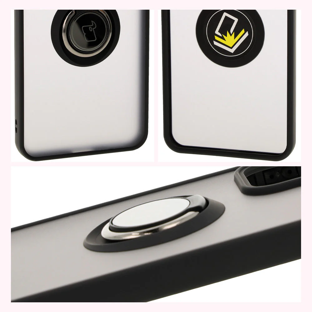 Handyhülle mit Fingergriff für Oppo Reno 12 Pro, Bizon Case Hybrid Ring, getönt mit schwarzem Rahmen - Image 4