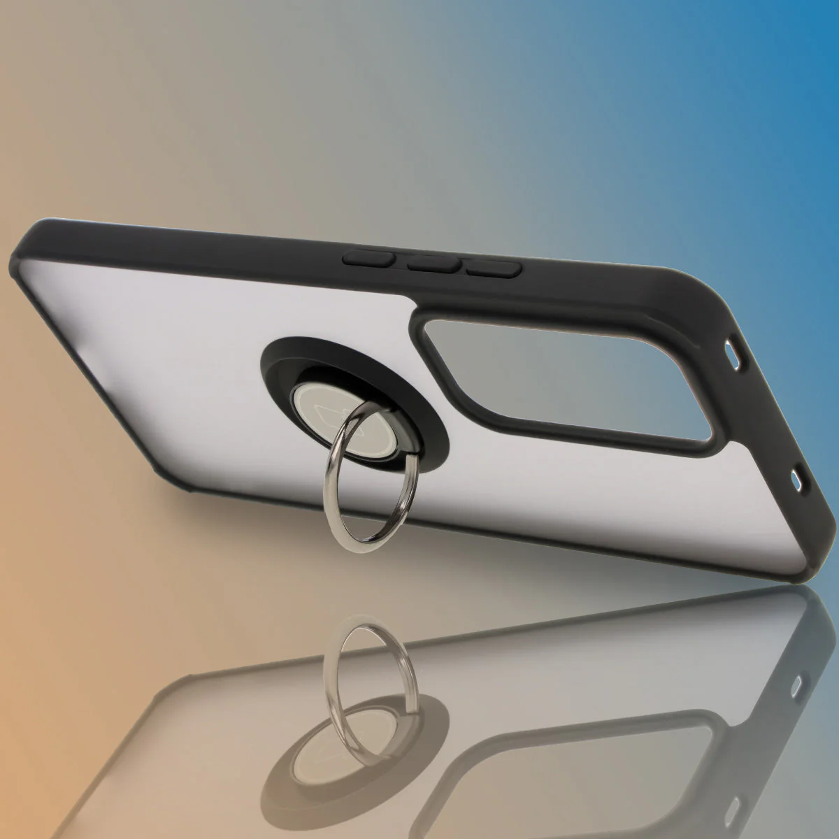 Handyhülle mit Fingergriff für Oppo Reno 12 Pro, Bizon Case Hybrid Ring, getönt mit schwarzem Rahmen - Image 6