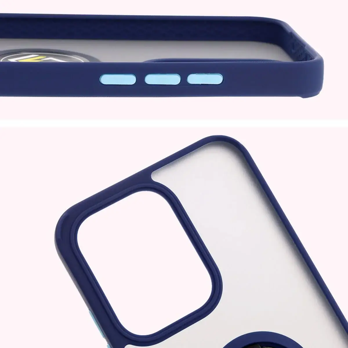 Handyhülle mit Fingergriff für Oppo Reno13, Bizon Case Hybrid Ring, getönt mit dunkelblauem Rahmen - Image 3