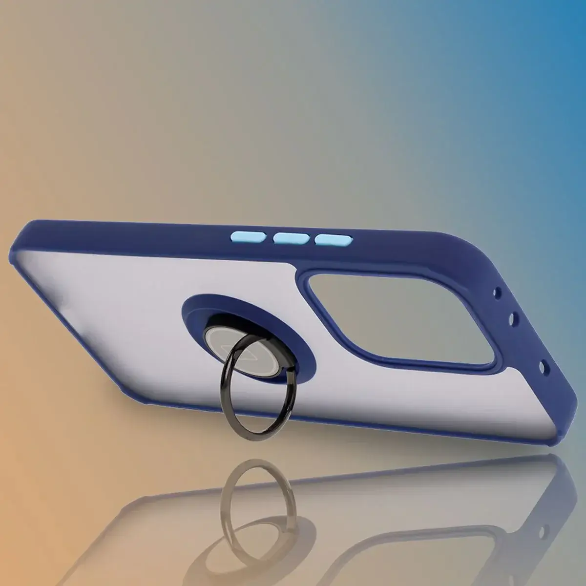 Handyhülle mit Fingergriff für Oppo Reno13, Bizon Case Hybrid Ring, getönt mit dunkelblauem Rahmen - Image 6