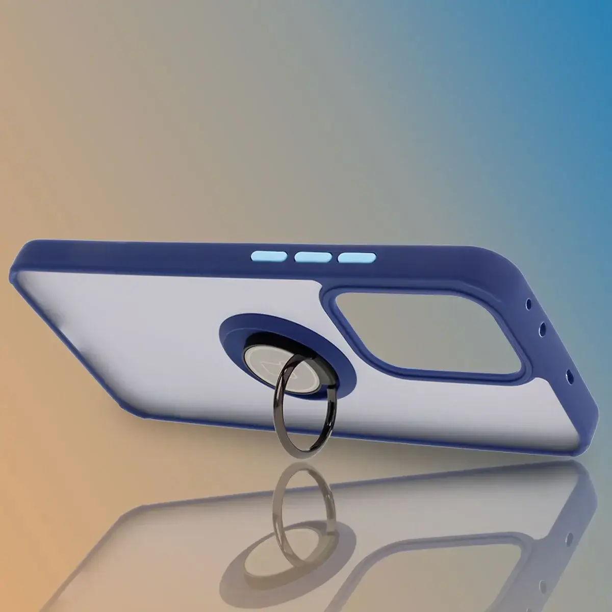 Handyhülle mit Fingergriff für Oppo Reno13 Pro, Bizon Case Hybrid Ring, getönt mit dunkelblauem Rahmen - Image 6