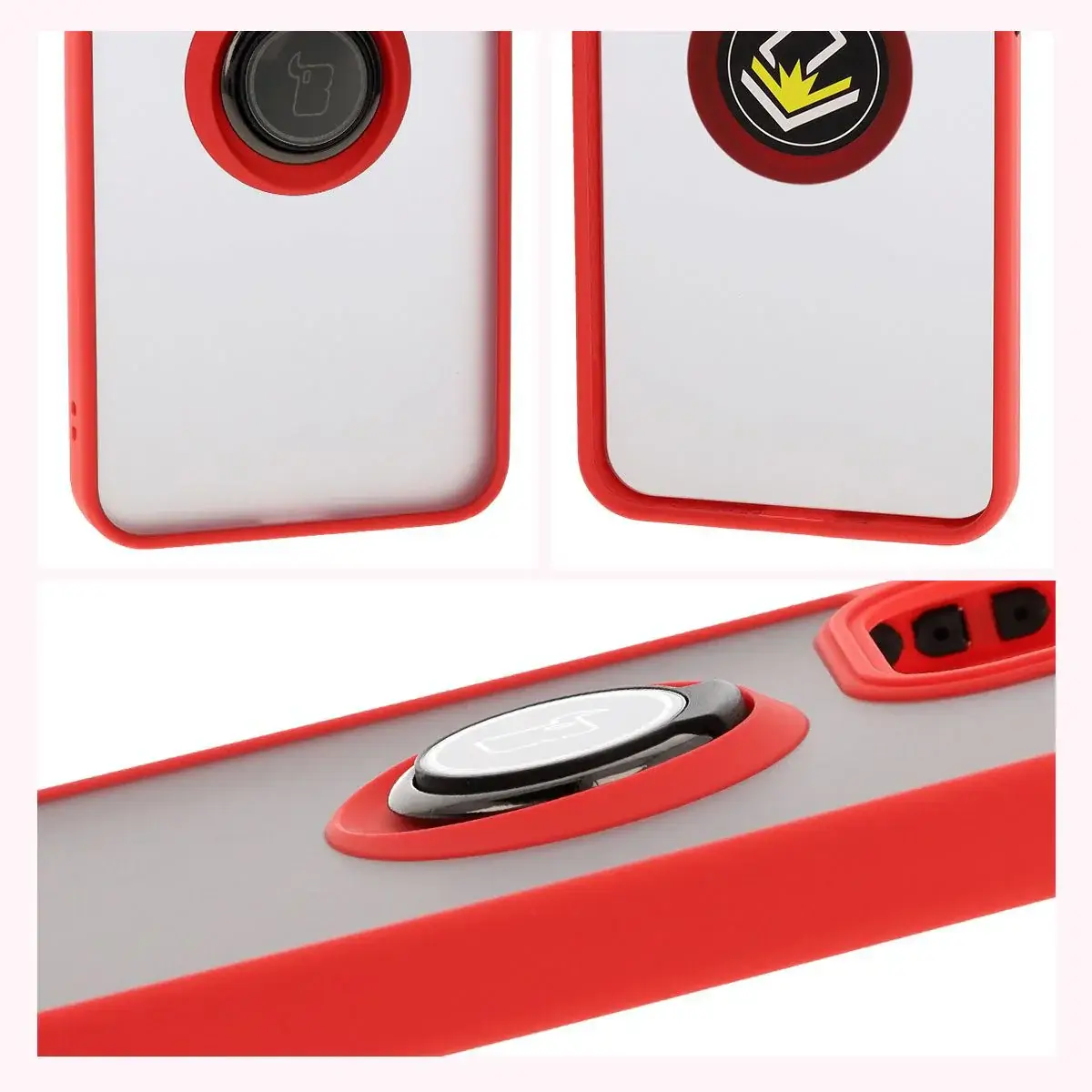 Handyhülle mit Fingergriff für Oppo Reno13 Pro, Bizon Case Hybrid Ring, getönt mit rotem Rahmen - Image 4