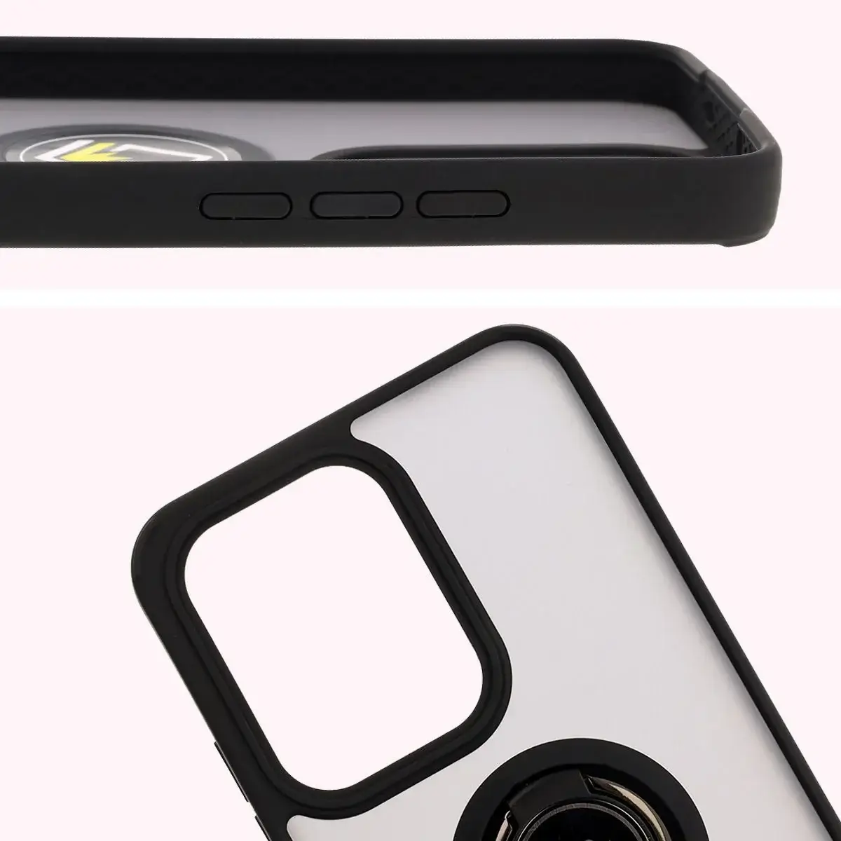 Handyhülle mit Fingergriff für Oppo Reno13 Pro, Bizon Case Hybrid Ring, getönt mit schwarzem Rahmen - Image 3