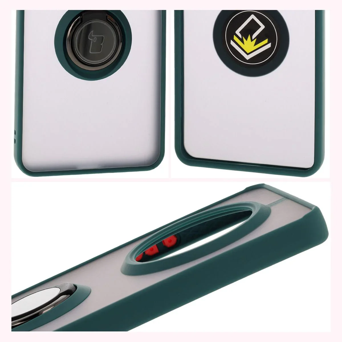 Handyhülle mit Fingergriff für Realme 14 Pro 5G, Bizon Case Hybrid Ring, getönt mit dunkelgrünem Rahmen - Image 4