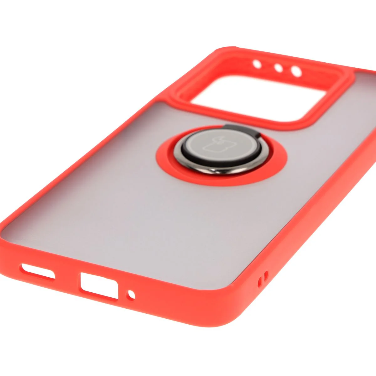 Handyhülle mit Fingergriff für Xiaomi 14T, Bizon Case Hybrid Ring, getönt mit rotem Rahmen - Image 5