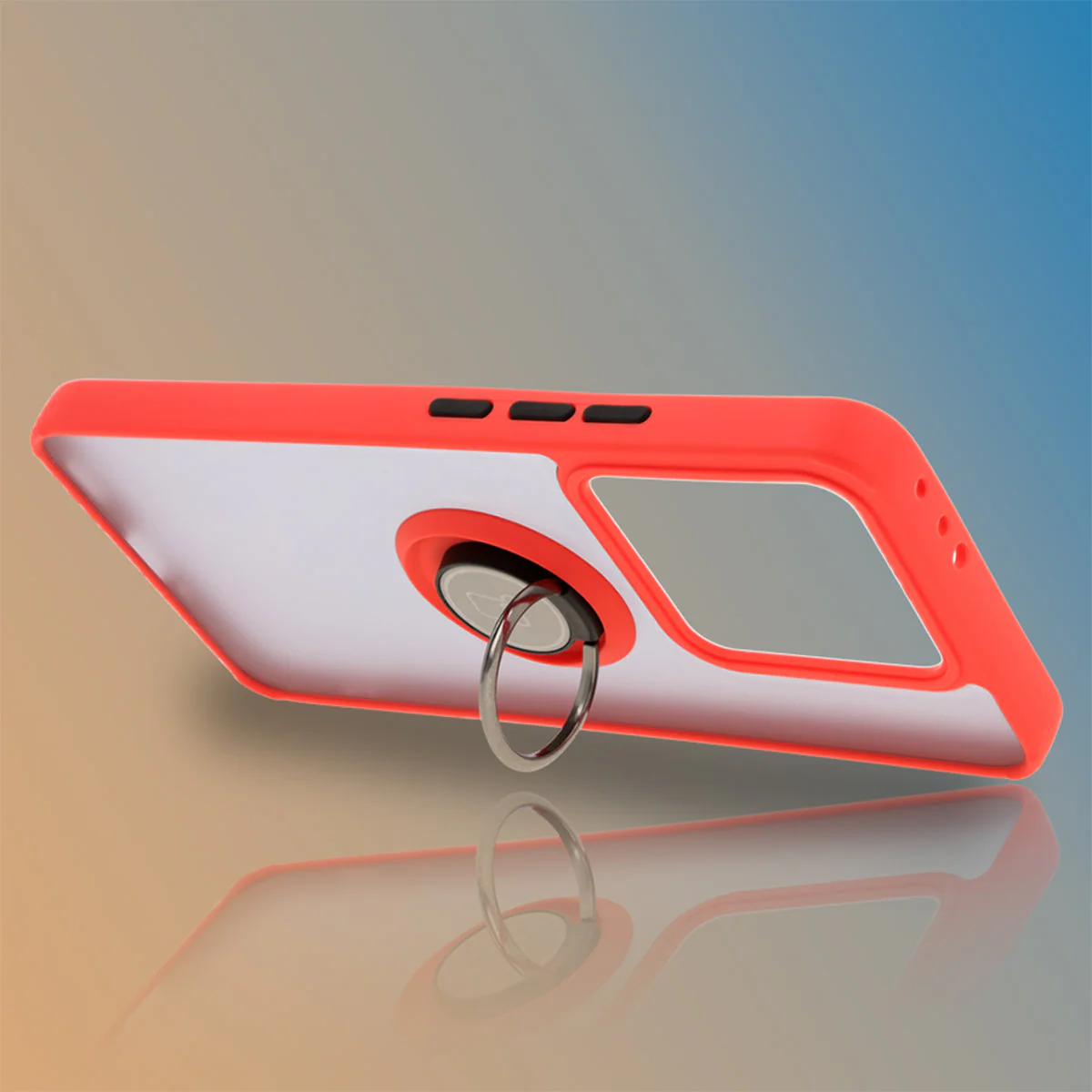 Handyhülle mit Fingergriff für Xiaomi 14T, Bizon Case Hybrid Ring, getönt mit rotem Rahmen - Image 6