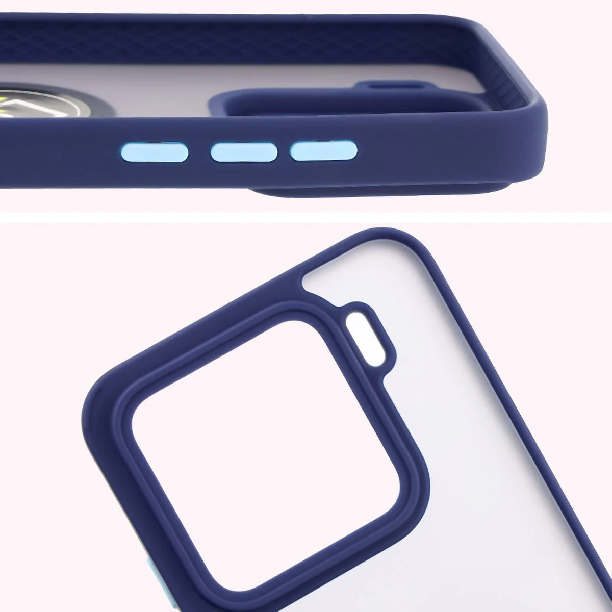 Handyhülle mit Fingergriff für Xiaomi 15, Bizon Case Hybrid Ring, getönt mit dunkelblauem Rahmen - Image 3