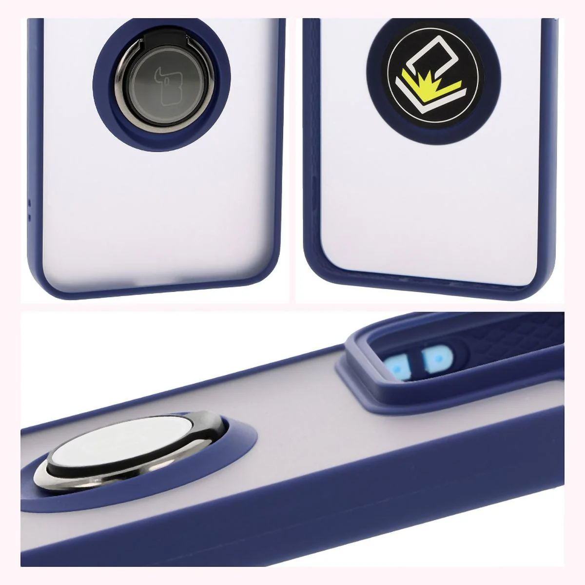 Handyhülle mit Fingergriff für Xiaomi 15, Bizon Case Hybrid Ring, getönt mit dunkelblauem Rahmen - Image 4