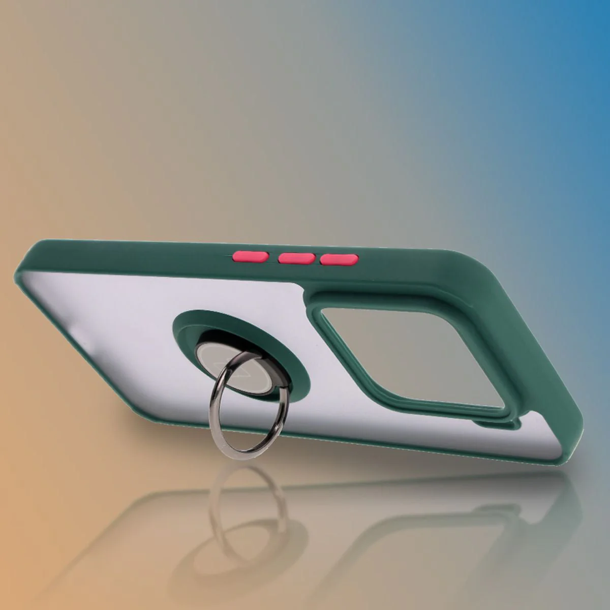 Handyhülle mit Fingergriff für Xiaomi 15, Bizon Case Hybrid Ring, getönt mit dunkelgrünem Rahmen - Image 6