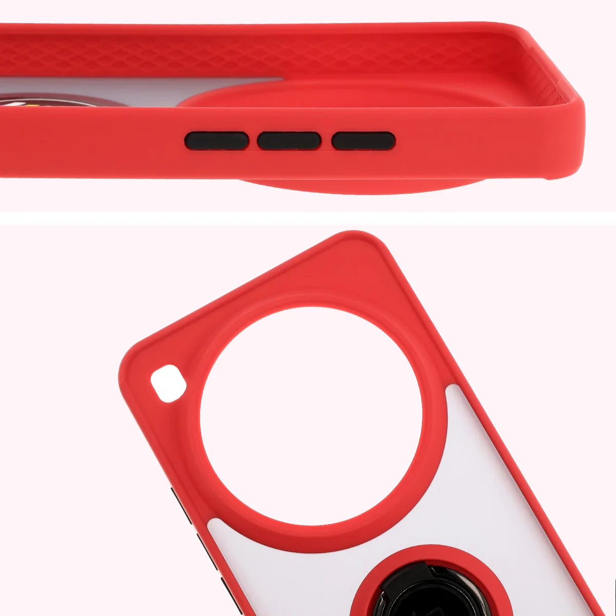 Handyhülle mit Fingergriff für Xiaomi 15 Ultra, Bizon Case Hybrid Ring, getönt mit rotem Rahmen - Image 3