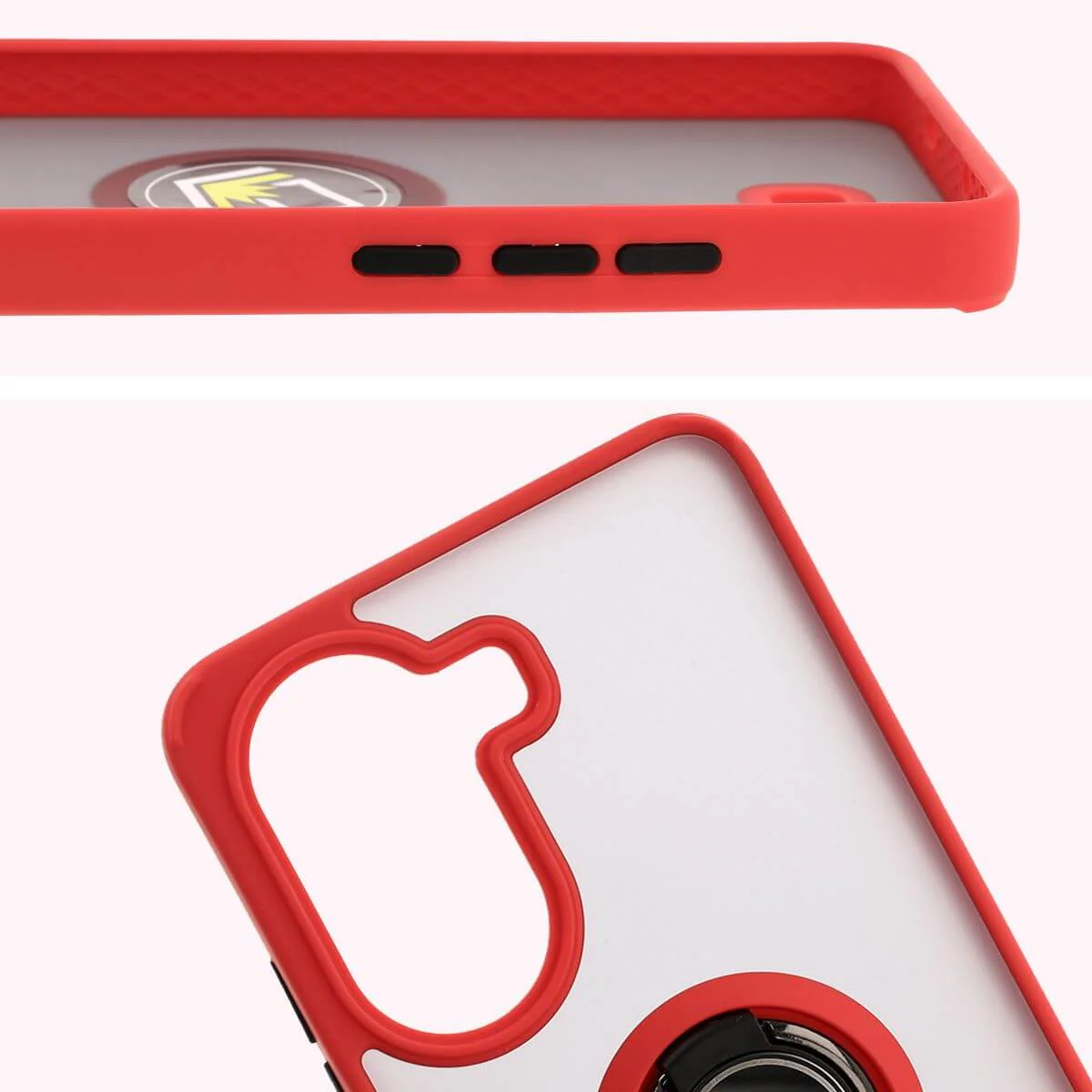 Handyhülle mit Fingergriff für Xiaomi Poco X7 Pro, Bizon Case Hybrid Ring, getönt mit rotem Rahmen - Image 3