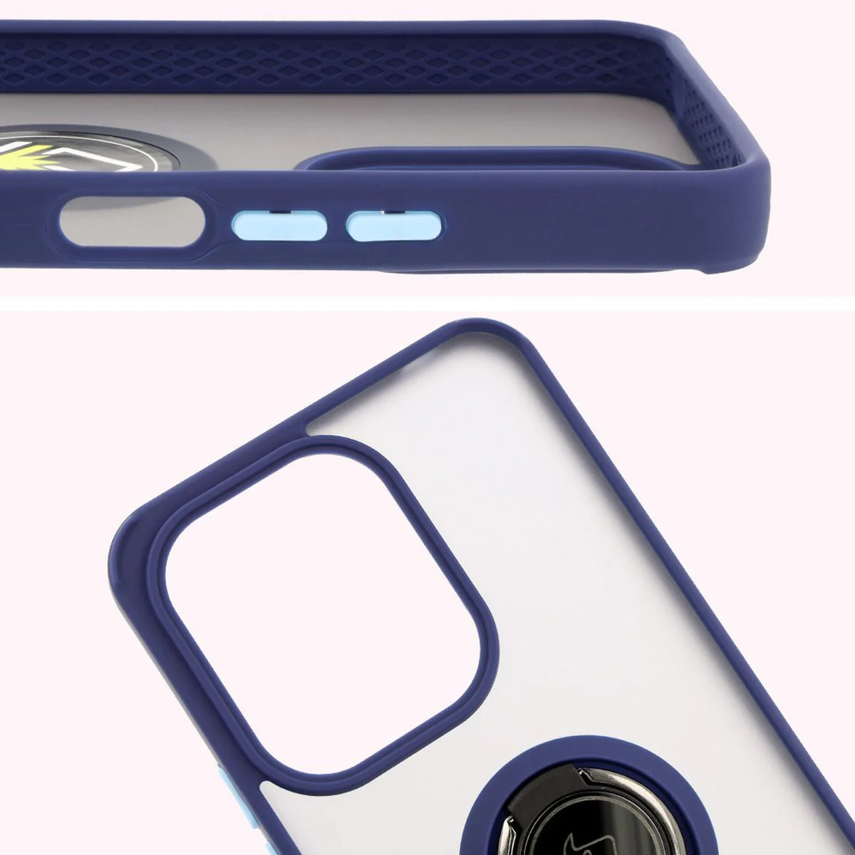 Handyhülle mit Fingergriff für Xiaomi Redmi 13 4G, Bizon Case Hybrid Ring, getönt mit dunkelblauem Rahmen - Image 3