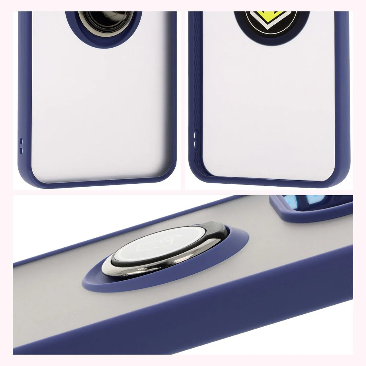 Handyhülle mit Fingergriff für Xiaomi Redmi 13 4G, Bizon Case Hybrid Ring, getönt mit dunkelblauem Rahmen - Image 4