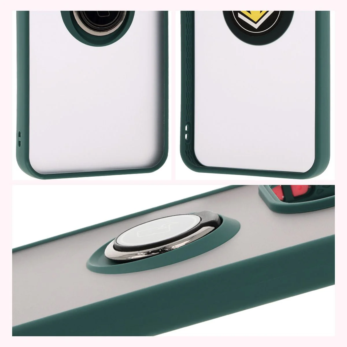 Handyhülle mit Fingergriff für Xiaomi Redmi 13 4G, Bizon Case Hybrid Ring, getönt mit dunkelgrünem Rahmen - Image 4