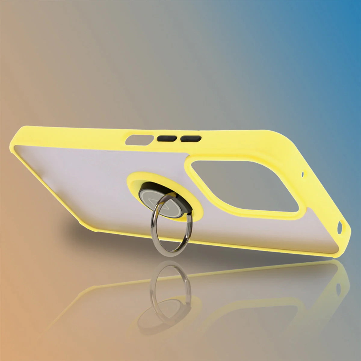 Handyhülle mit Fingergriff für Xiaomi Redmi 13 4G, Bizon Case Hybrid Ring, getönt mit gelbem Rahmen - Image 6