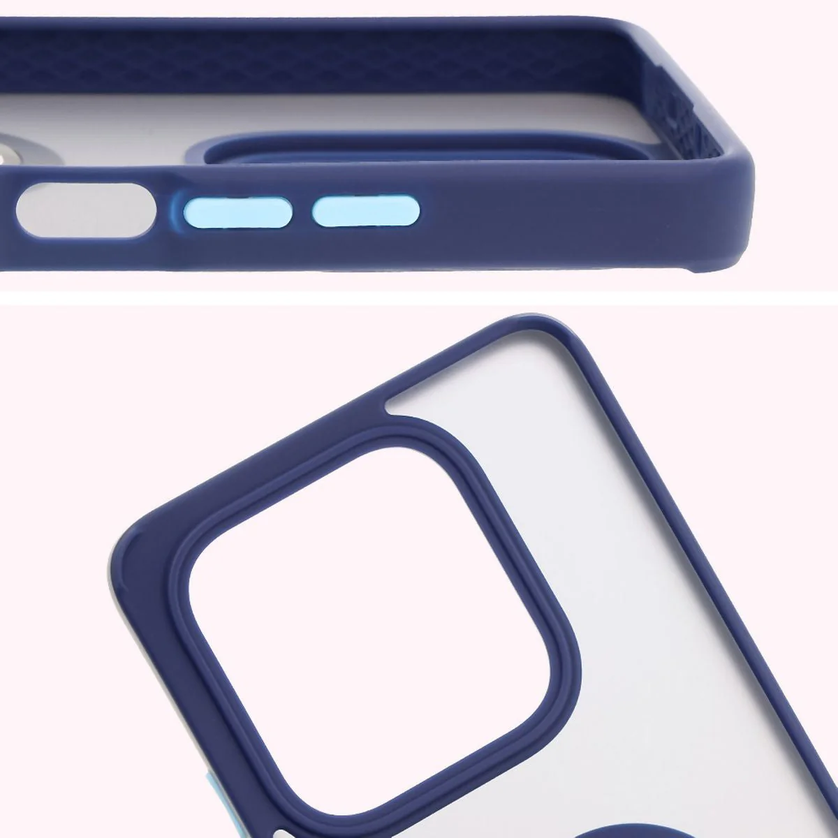 Handyhülle mit Fingergriff für Xiaomi Redmi Note 14 5G, Bizon Case Hybrid Ring, getönt mit dunkelblauem Rahmen - Image 3