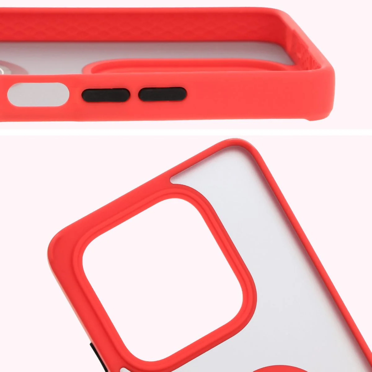 Handyhülle mit Fingergriff für Xiaomi Redmi Note 14 5G, Bizon Case Hybrid Ring, getönt mit rotem Rahmen - Image 3