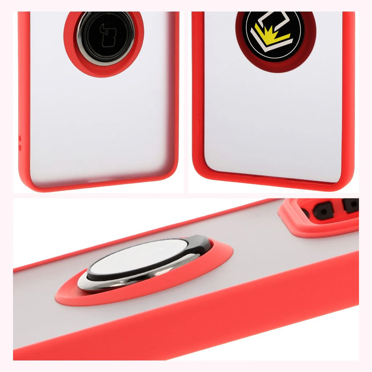 Handyhülle mit Fingergriff für Xiaomi Redmi Note 14 5G, Bizon Case Hybrid Ring, getönt mit rotem Rahmen - Image 4