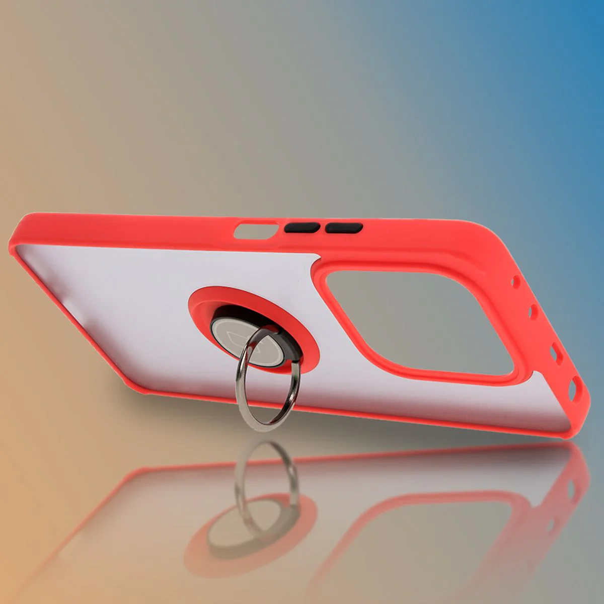 Handyhülle mit Fingergriff für Xiaomi Redmi Note 14 5G, Bizon Case Hybrid Ring, getönt mit rotem Rahmen - Image 6