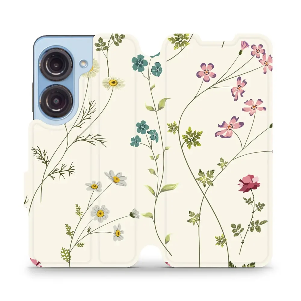 Handyhülle mit klappe für Asus Zenfone 9, Mobiwear Book, Feldblumen