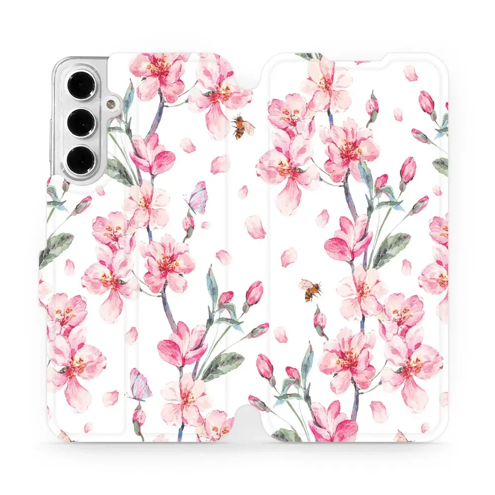 Handyhülle mit klappe für Galaxy A16 5G, Mobiwear Book, Rosa Frühling