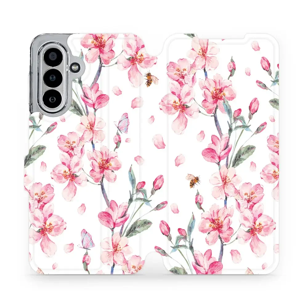 Handyhülle mit klappe für Galaxy A17 5G, Mobiwear Book, Rosa Frühling